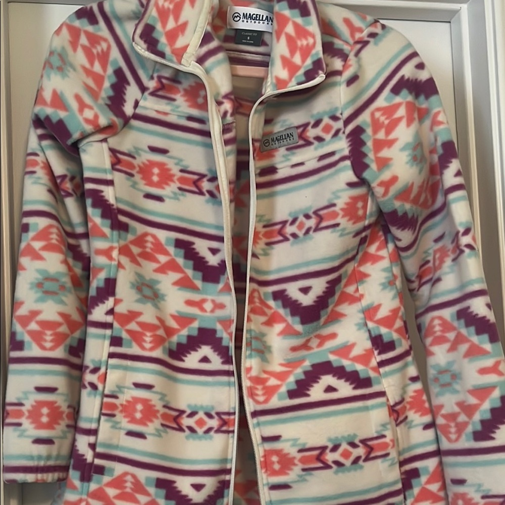 Magellan Outdoors Coral and Navy Geometric Ski Jacket
